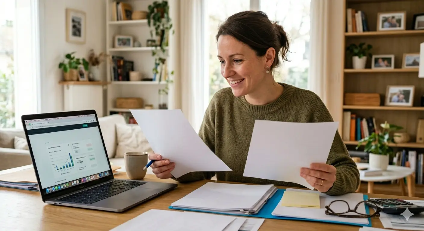 femme comparant ses contrats d'assurance